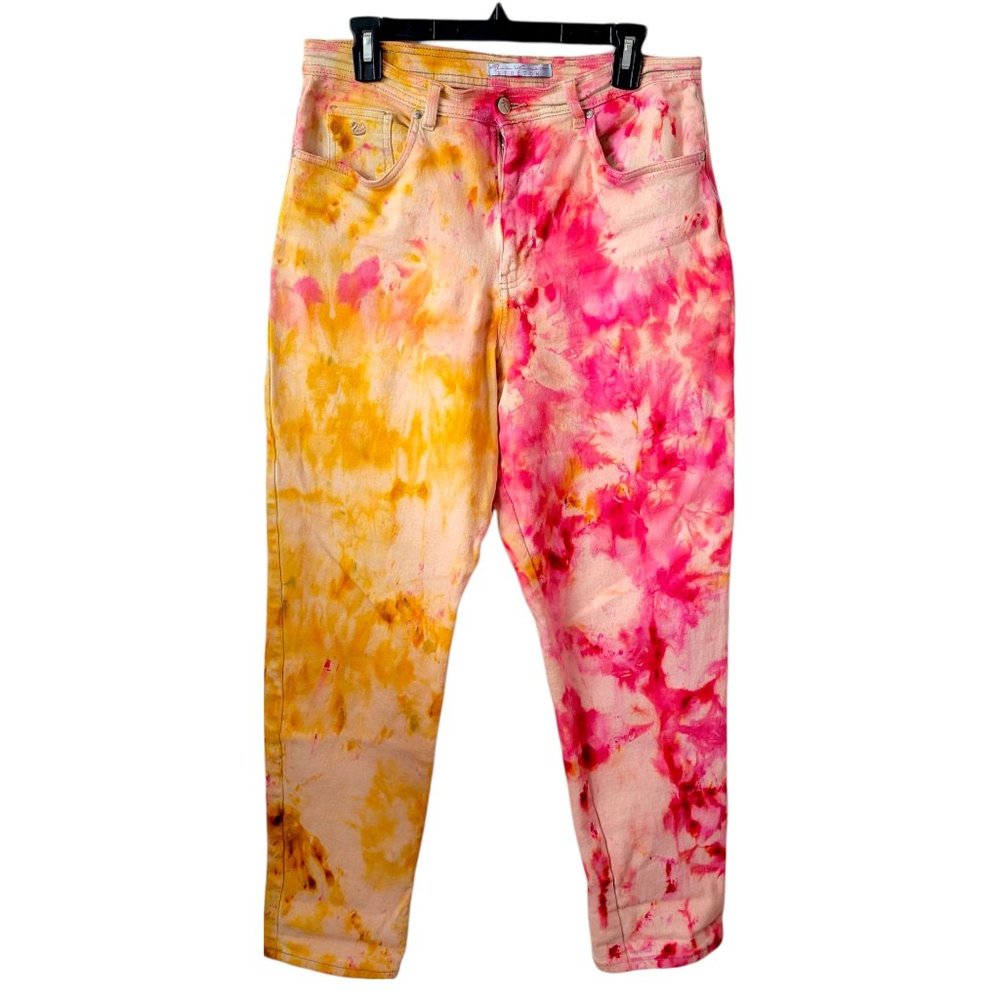 Gloria Vanderbilt Stretch Size 14 Medium Hand Dyed Upcycled Jeans Fuschia